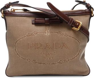 Prada Borsa a tracolla con logo jacquard 2010-2020 - Toni neutri