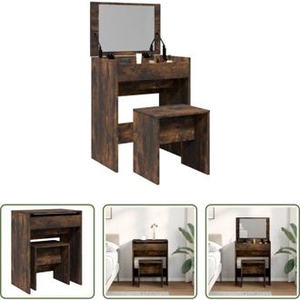 vidaXL vidaXL Tavolo da trucco - Toeletta e Sgabello Rovere Fumo 60x40x113,5 cm