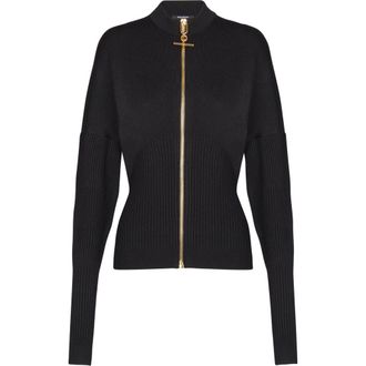 Balmain Zipped knit cardigan in Black at Nordstrom, Size 36 Eu