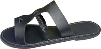 Generic Summer European Large Size Strap Beach Walking Flat Sandals For Women Fashion Comfortable Outdoor Holiday (Black, 4.5)