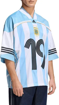 adidas AFA Argentina Oversize Jersey in Clear Blue/white/black at Nordstrom, Size Xx-Large