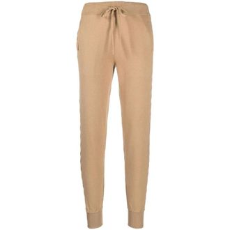 Ralph Lauren Relaxed Fit Logo Fleece Joggingbroek - Dames - Sweatpants - Beige - XL - Katoen - Broeken