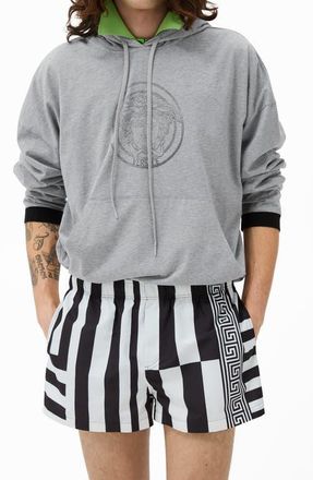 Versace Medusa Head Oversize Cotton Jersey Pullover Hoodie in Light Grey at Nordstrom, Size Xx-Large