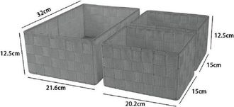 Trade Shop Trade Shop - Set 3 Cestini Porta Oggetti Organizer In Tessuto Rettangolari Bagno Grigio 69827