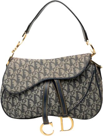 Dior Tweedehands Diorissimo Canvas Dubbele Zadeltas