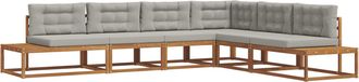 vidaXL Conjunto De Sof&aacute;s De Exterior 6 Uds. Gris Natural Y Claro Vidaxl
