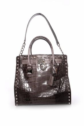 Michael Kors Michael Kors Hamilton tote tas in grijze krokodillenprint met zilverkleurige hardware