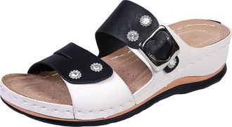 Generic Womens Wedge Sandals Summer 2026 with Rhinestones Dressy Platform Sandals Casual Comfortable Beach Wedding Shoes Fashion Ankle Strap Heels (6.5)