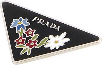 Prada Womens Printed Metal Pin Argento Spille Silver Accessory