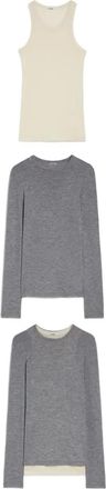 Jil Sander T-shirt a strati in lana - Grigio