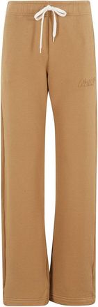 Autry Walnut Cotton Sweatpants With Applique Logo And Adjustable Waistband