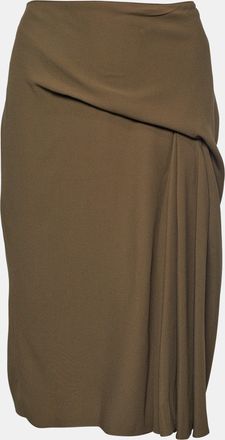 Versace Moss Green Crepe Draped Knee-Length Skirt