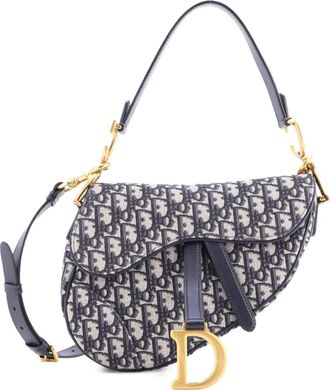 Dior Saddle Handbag with Strap Oblique Canvas Medium shoulder bag - Blu