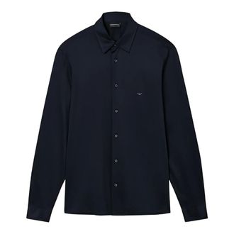 Emporio Armani Heren, Overhemden, Blauw, Maat: M Katoen