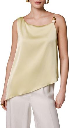 DKNY Beaded Asymmetric Sleeveless Satin Top in Citrus at Nordstrom, Size X-Large