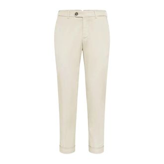 Brunello Cucinelli Pantalones Cortos de Sarga de Algod&oacute;n - Trousers - Hombre - Beige - L