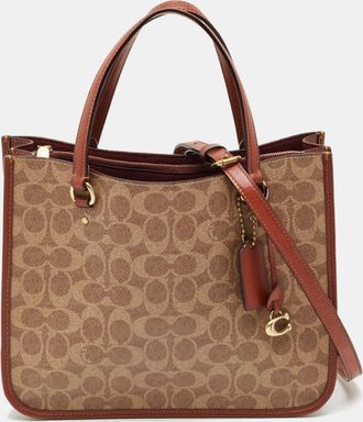 Coach Tyler Carryall Beige/brown Signature Embossed Leather Tote