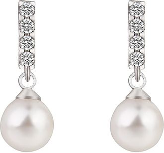 Generic Pearl Earrings Natural Freshwater Stud Silver Bead Valentine Day for Women (A, One Size)