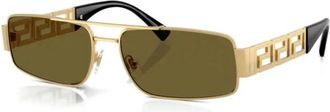 Versace Rechthoekige zonnebril - Heren - Zonnebrillen - Geel - 60 MM - Accessoires