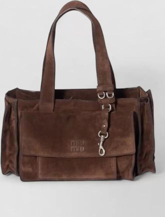 Miu Miu shoulder bag front flap pocket suede