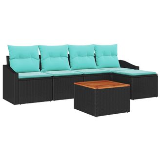 vidaXL Conjunto De Sof&aacute;s De Jard&iacute;n 6 Pcs Negro Rat&aacute;n Sint&eacute;tico Vidaxl