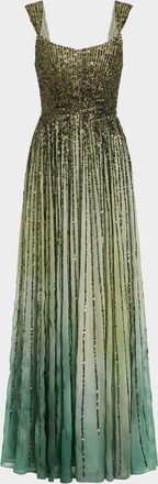 Mac Duggal Petite Sleeveless Sequin Ombre Gown