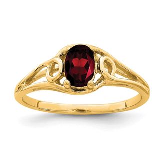 Diamond2Deal 14k Yellow Gold Oval Garnet Ring