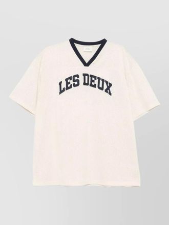 Les Deux mesh shirt short sleeves silk nylon v neckline
