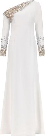 Dina Melwani crystal-embellished gown - White