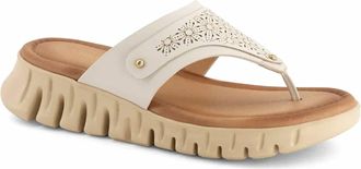 Andrea Womens Cut-Out V-Strap Thong Sandal In Bone