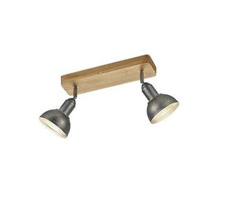Trio Delhi Spotlight 2 Spotlight E14 Attack En Color Madera Y Metal Nikel Antiguo 803400267