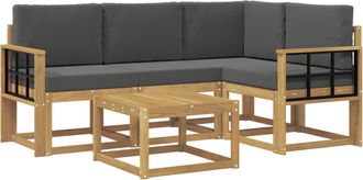 vidaXL Conjunto De Sof&aacute;s De Exterior 5 Uds. Blanco Y Antracita Vidaxl