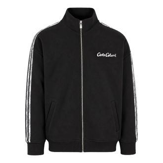Carlo Colucci Stripe Club Sweat Jacket - Heren - Sweatshirts & Hoodies - Zwart - Maat: M Katoen