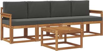 vidaXL Conjunto De Sof&aacute;s De Exterior 5 Uds. Natural Y Antracita Vidaxl