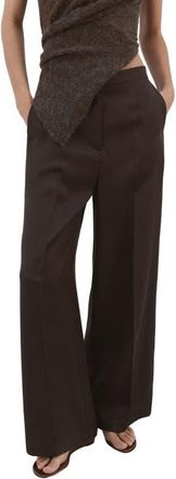 Mango High Waist Wide Leg Pants in Chocolate at Nordstrom, Size 14