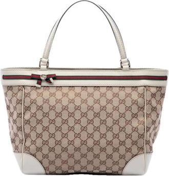 Gucci Pre-owned Mayfair Tote Bag - Dames - Vintage Shopper - Beige - ONE Size - Leer - Vintage