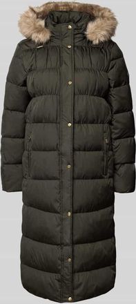 Lauren Ralph Lauren Steppmantel mit Kapuze und Reißverschlusstaschen in Oliv, Größe XXL
