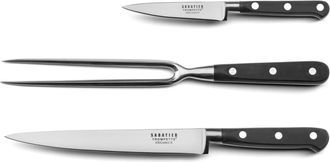 Sabatier Trompette Juego de 3 cuchillos de cocina negro