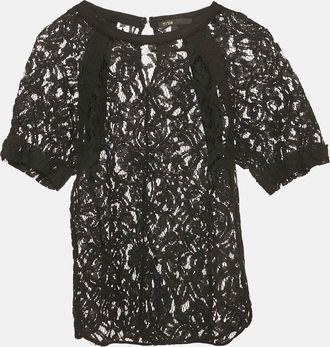 Sandro Black Lace Sheer Top
