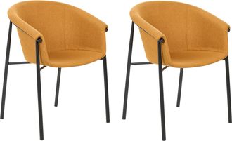 Beliani Beliani - Conjunto De 2 Sillas Naranja Negro Poli&eacute;ster Contempor&aacute;neo Comedor Ames