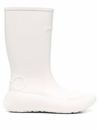 Ferragamo Stivali con logo goffrato - Bianco