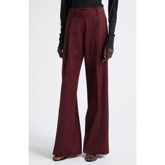 Proenza Schouler Halima Pleat Front Wool Blend Gabardine Pants in Oxblood at Nordstrom, Size 12
