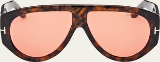 Tom Ford Bronson Havana Acetate Aviator Sunglasses