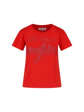 Maison Margiela Red Printed Cotton T-Shirt