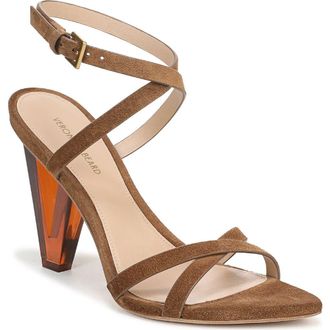 Veronica Beard Lanaya Ankle Strap Pointed Toe Sandal in Chestnut Brown at Nordstrom, Size 6.5