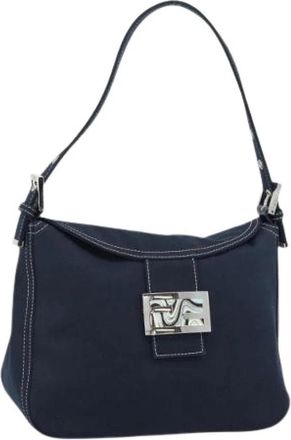 Fendi Pre-owned Vintage Canvas Shoulder Bag - Dames - Vintage Schoudertas - Blauw - ONE Size - Vintage