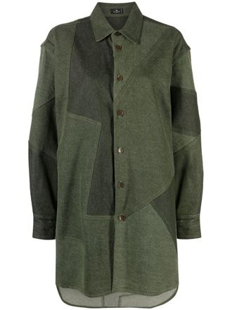 Etro long-sleeved panelled shirt - Green