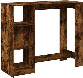 vidaXL Bar Table with Shelf Smoked Oak 124x46x103.5 cm Engineered Wood Vidaxl