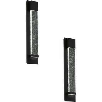 Loops 2 PACK IP44 Outdoor Wall Light Black Long Bubble Glass 3.3W LED Porch Lamp