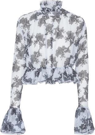 Rotate Zwart Print Chiffon Ruffle Top - Dames - Blouses - Veelkleurig - S - Chiffon - Overhemden